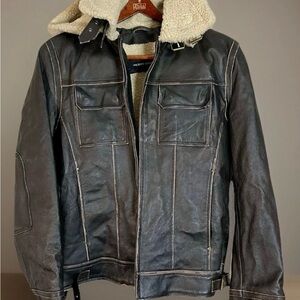 Wilsons Leather Dark Brown Field Jacket with Hood